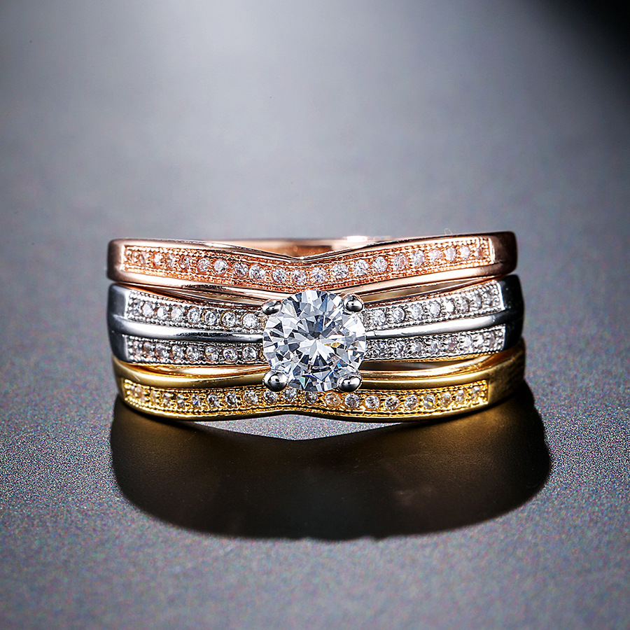 18K Multi Gold Ring 3pc Set fo - Bar Cart Gold บทวิจารณ์และราคา