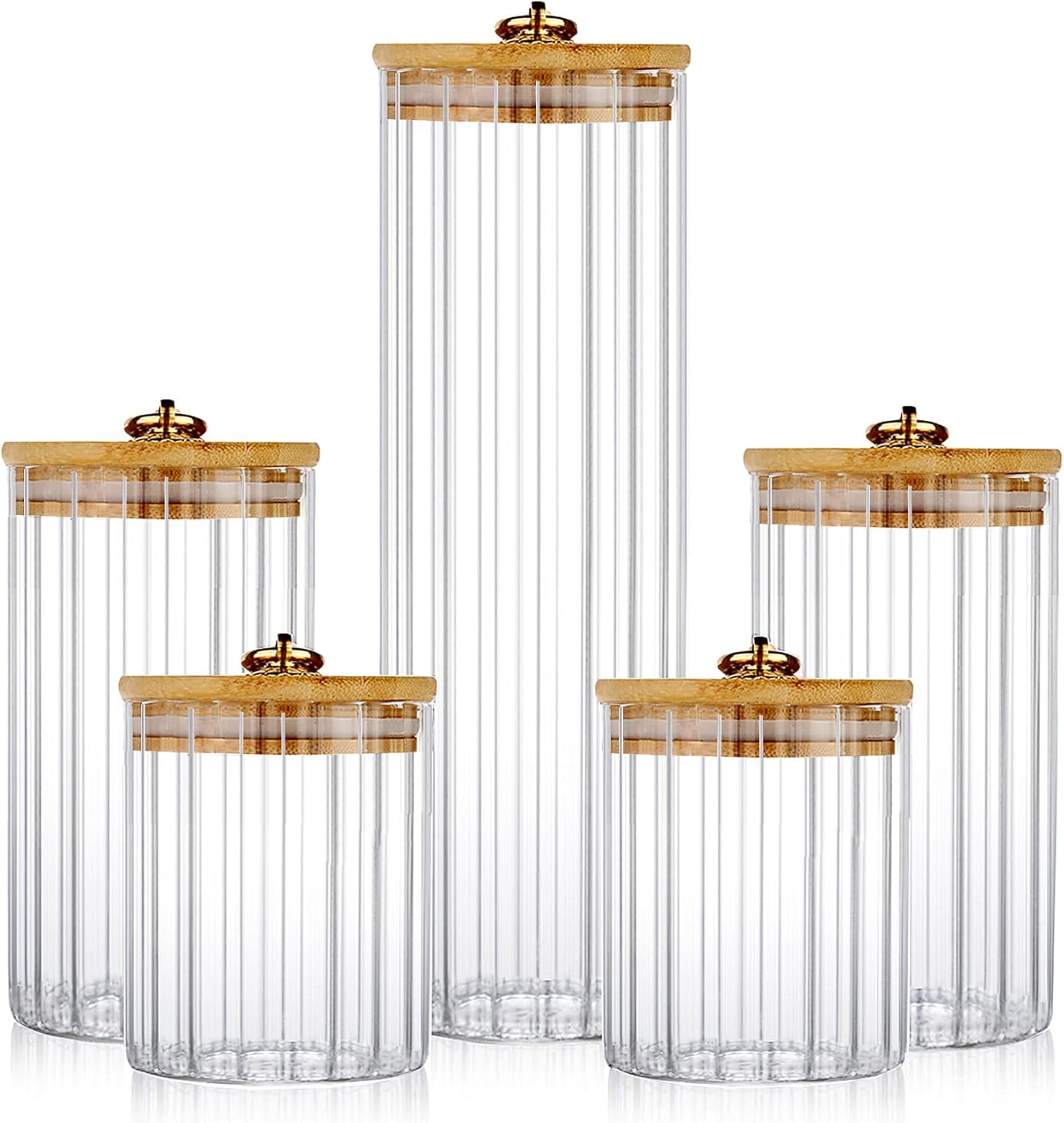Glass Storage Jars Set of 5, D - Home Bar And Coffee บทวิจารณ์และราคา