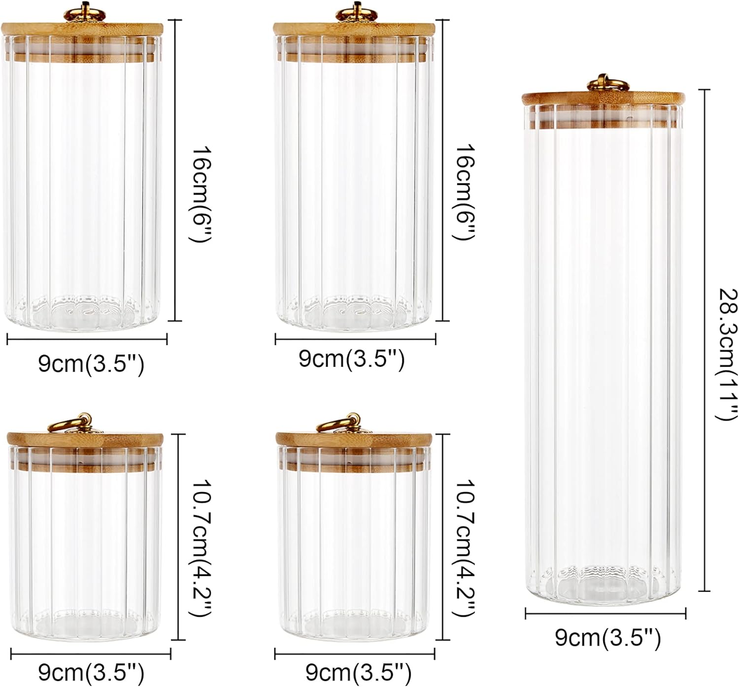 Glass Storage Jars Set of 5, D - Home Bar And Coffee บทวิจารณ์และราคา