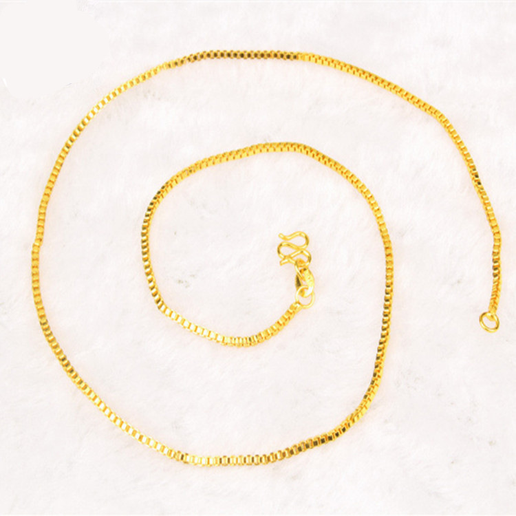 AU999 Box Chain Necklace Women - Bar Cart Gold บทวิจารณ์และราคา