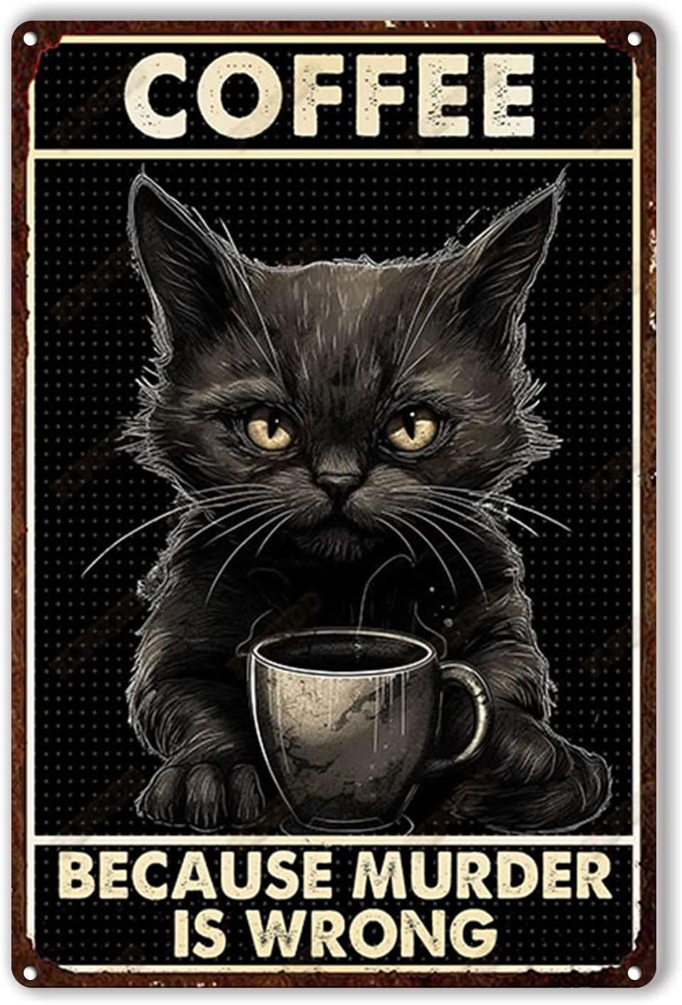 Tin Plaque Coffee cat Because  - Home Bar And Coffee บทวิจารณ์และราคา