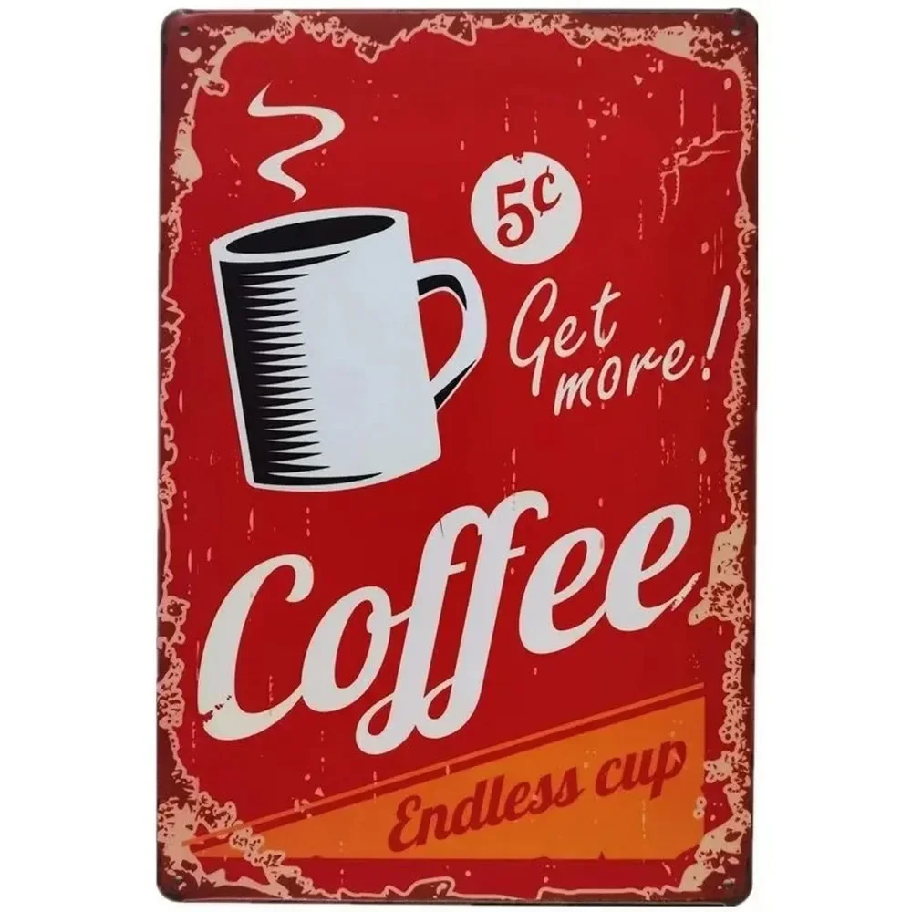 Plaque Metal Signs Drink Coffe - Home Bar And Coffee บทวิจารณ์และราคา