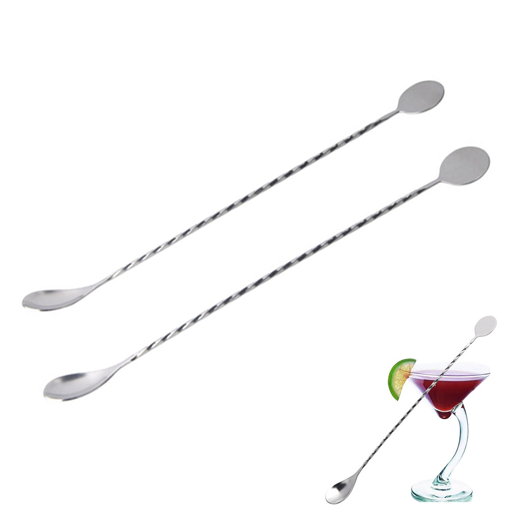 2Pcs Stainless Steel Cocktail  - Bar Spoon Twisted บทวิจารณ์และราคา