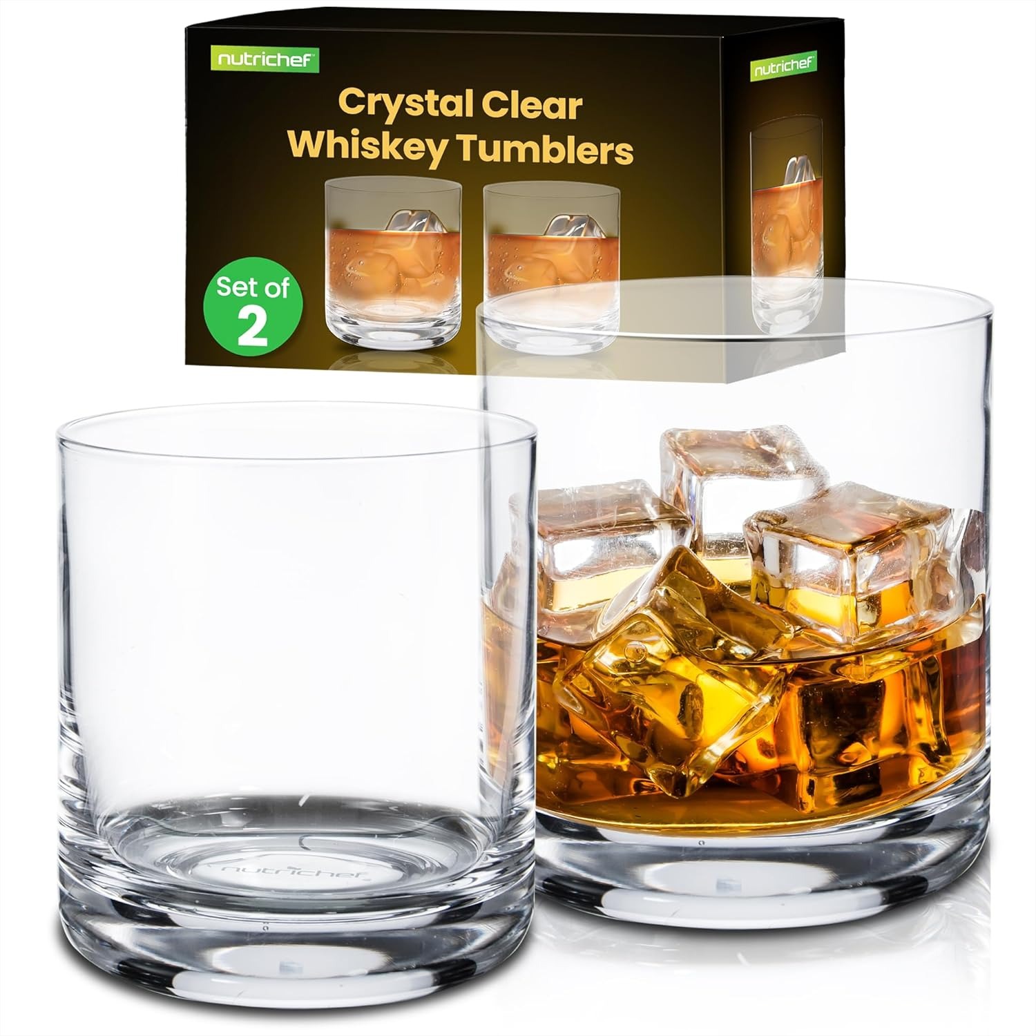 Whiskey Glass Set of 2 – 10 Oz - Old Fashioned Glass บทวิจารณ์และราคา