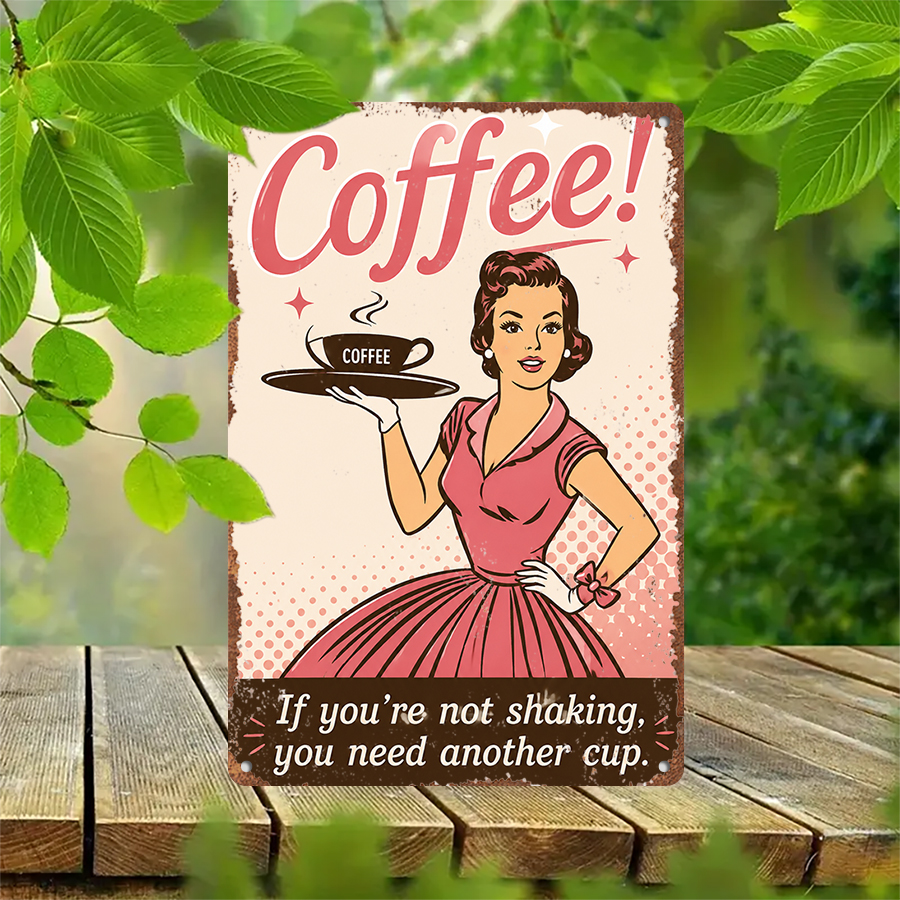 2D flat retro metal tin plate, - Home Bar And Coffee บทวิจารณ์และราคา