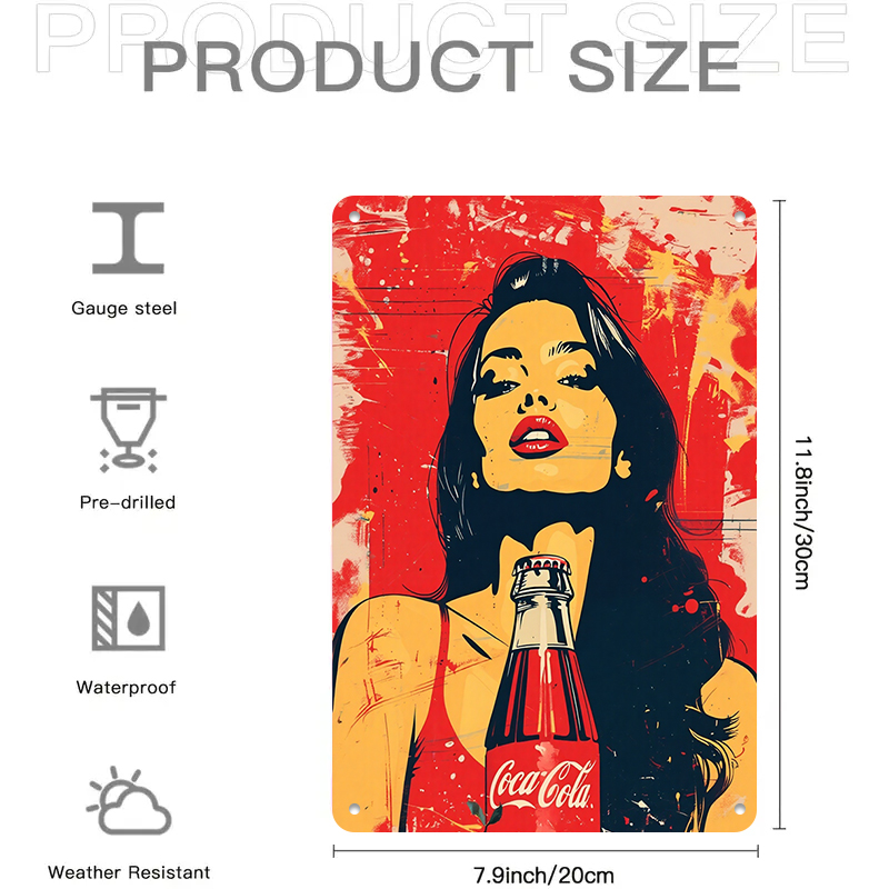 1PC 2D flat vintage Coca Cola  - Home Bar And Coffee บทวิจารณ์และราคา