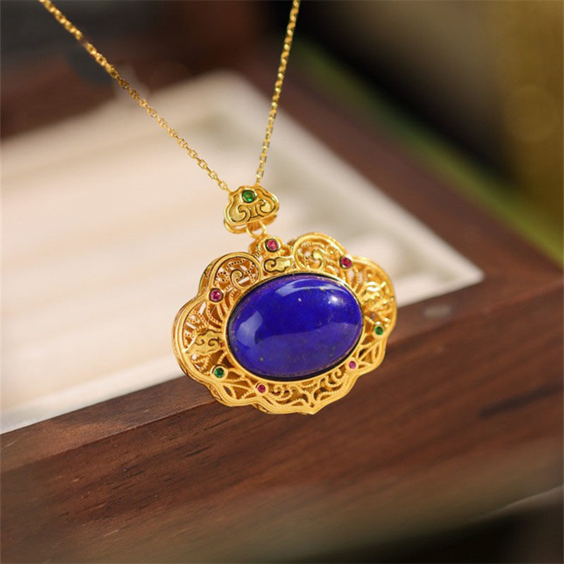 Classical lapis lazuli necklac - Bar Cart Gold บทวิจารณ์และราคา