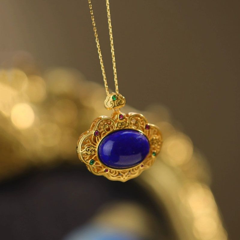 Classical lapis lazuli necklac - Bar Cart Gold บทวิจารณ์และราคา