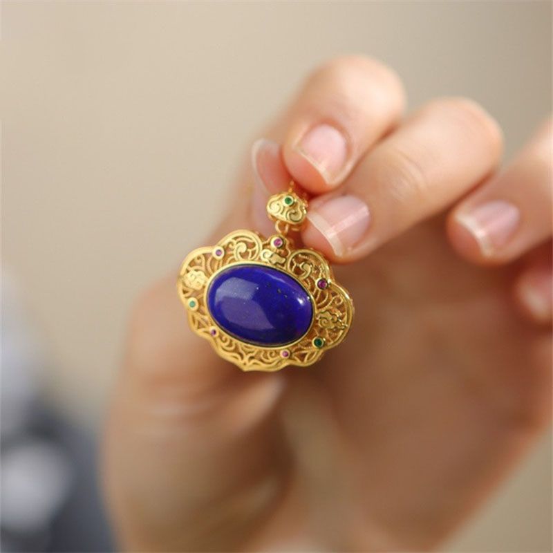 Classical lapis lazuli necklac - Bar Cart Gold บทวิจารณ์และราคา
