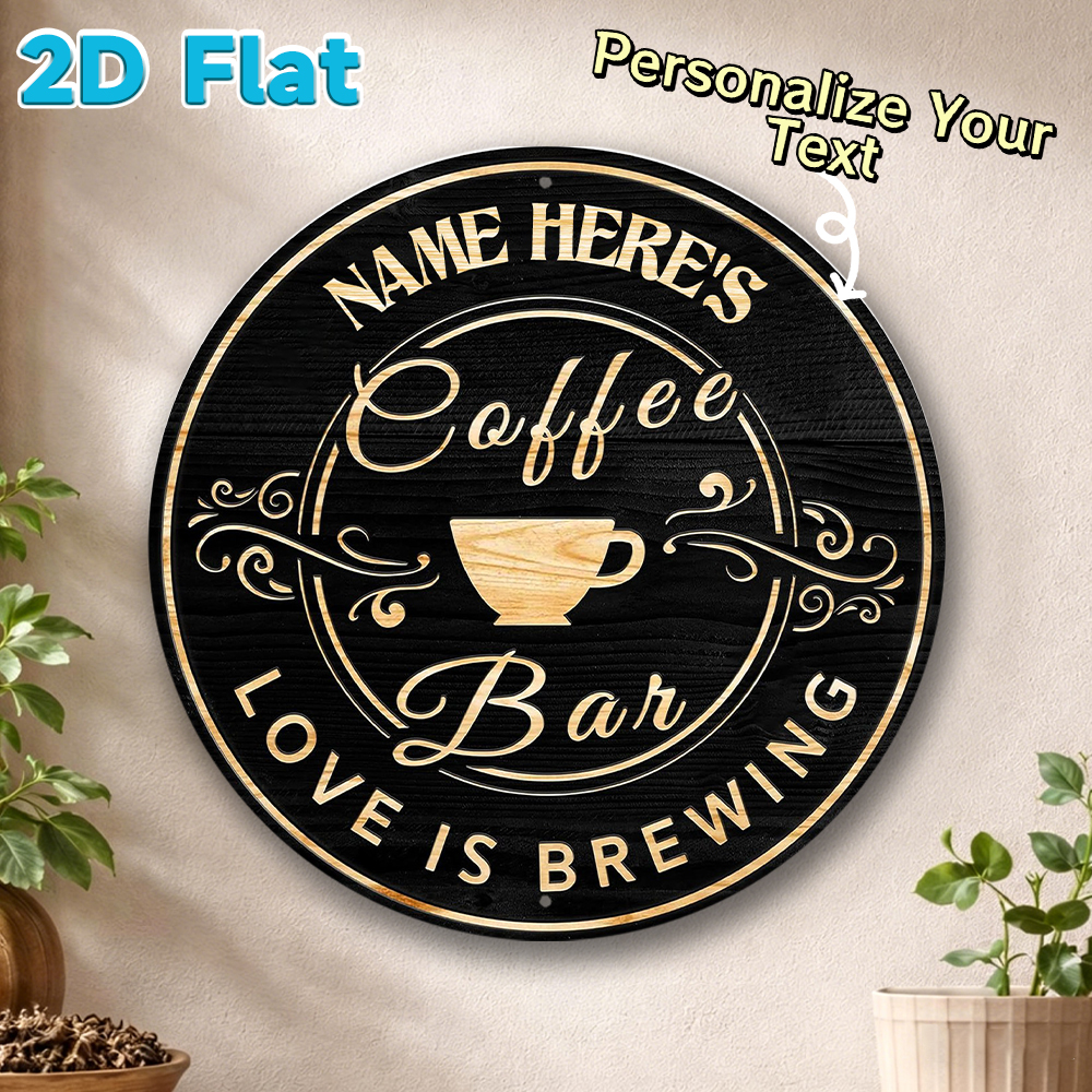 Custom Name Coffee Bar Round M - Home Bar And Coffee บทวิจารณ์และราคา