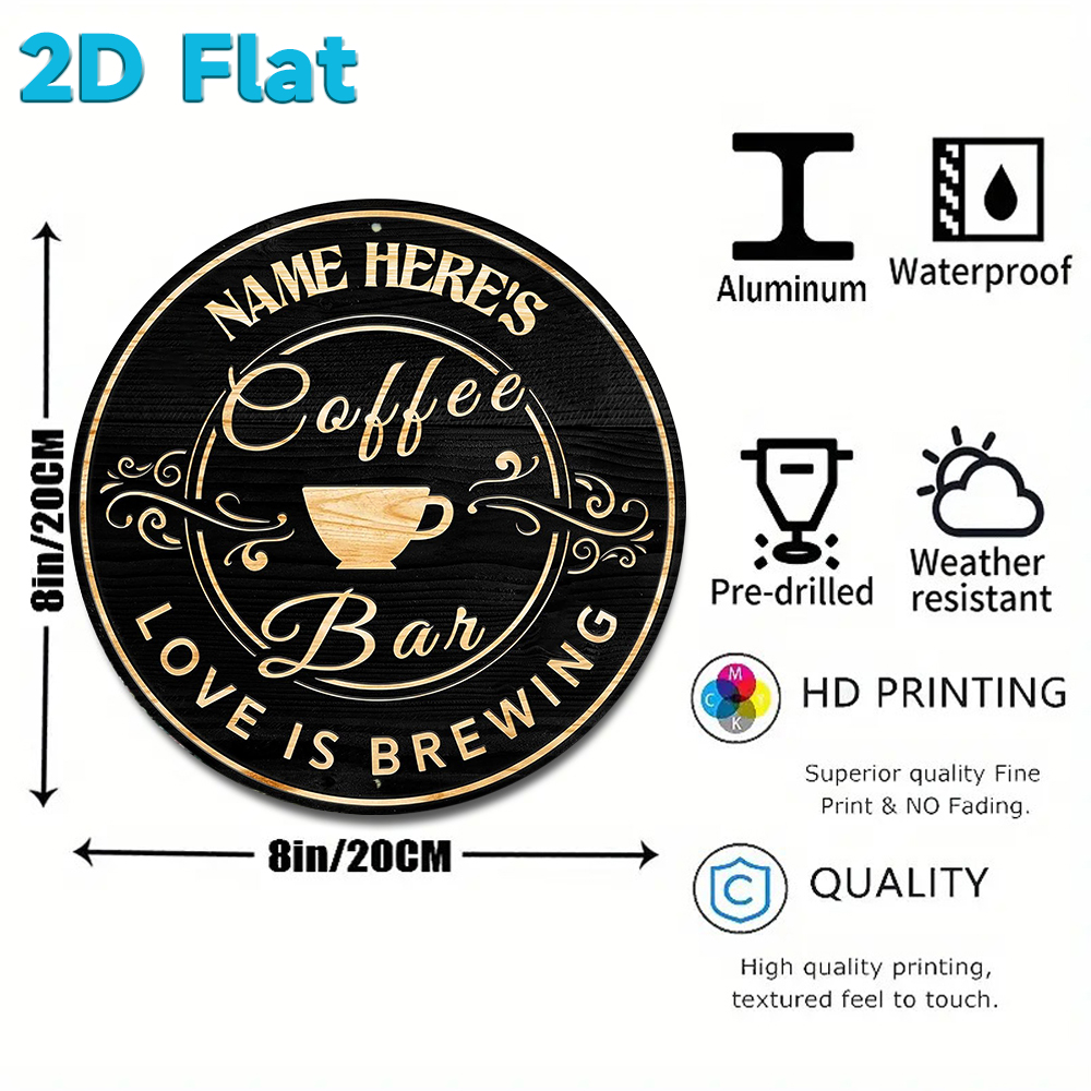 Custom Name Coffee Bar Round M - Home Bar And Coffee บทวิจารณ์และราคา
