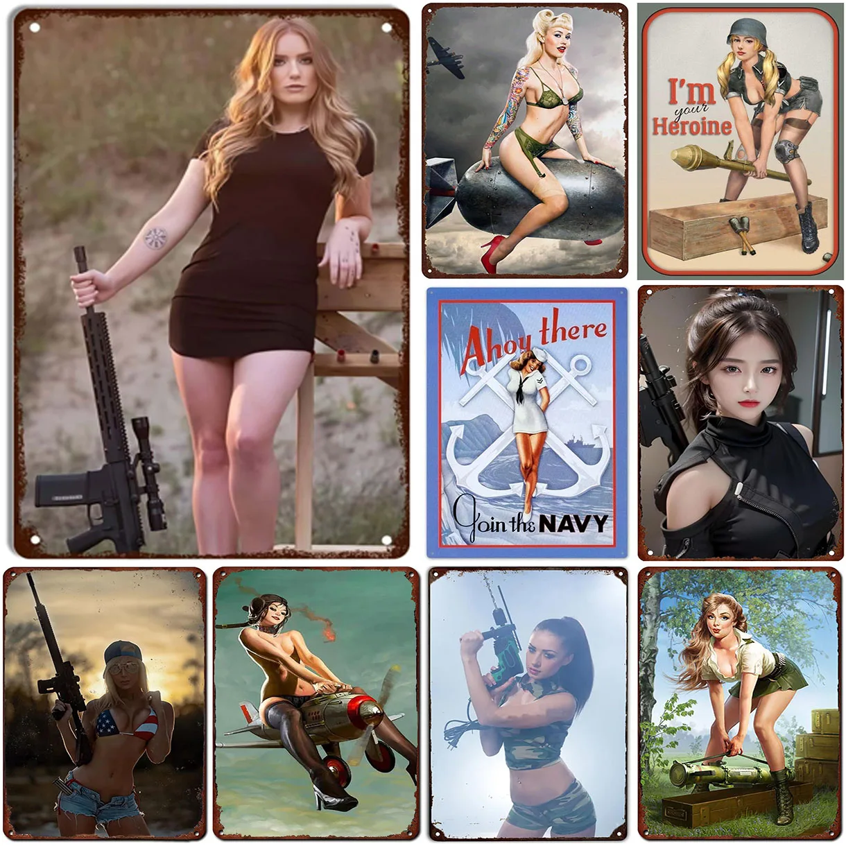 Pinup Girl Metal Tin Signs Pla - Home Bar Cafe บทวิจารณ์และราคา