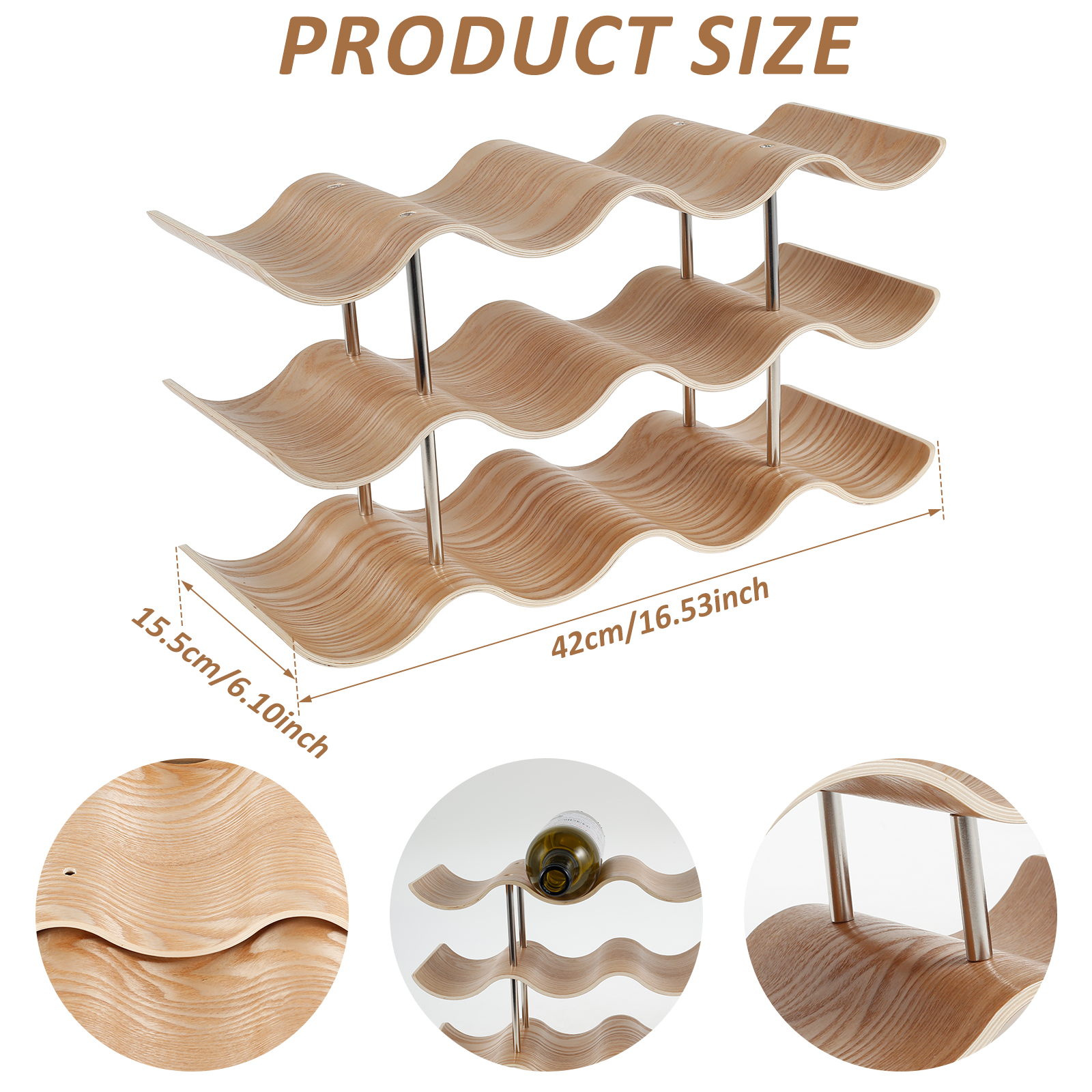 2/3-Tier Wooden Wine Rack Wavy - Home Bar And Cabinet บทวิจารณ์และราคา