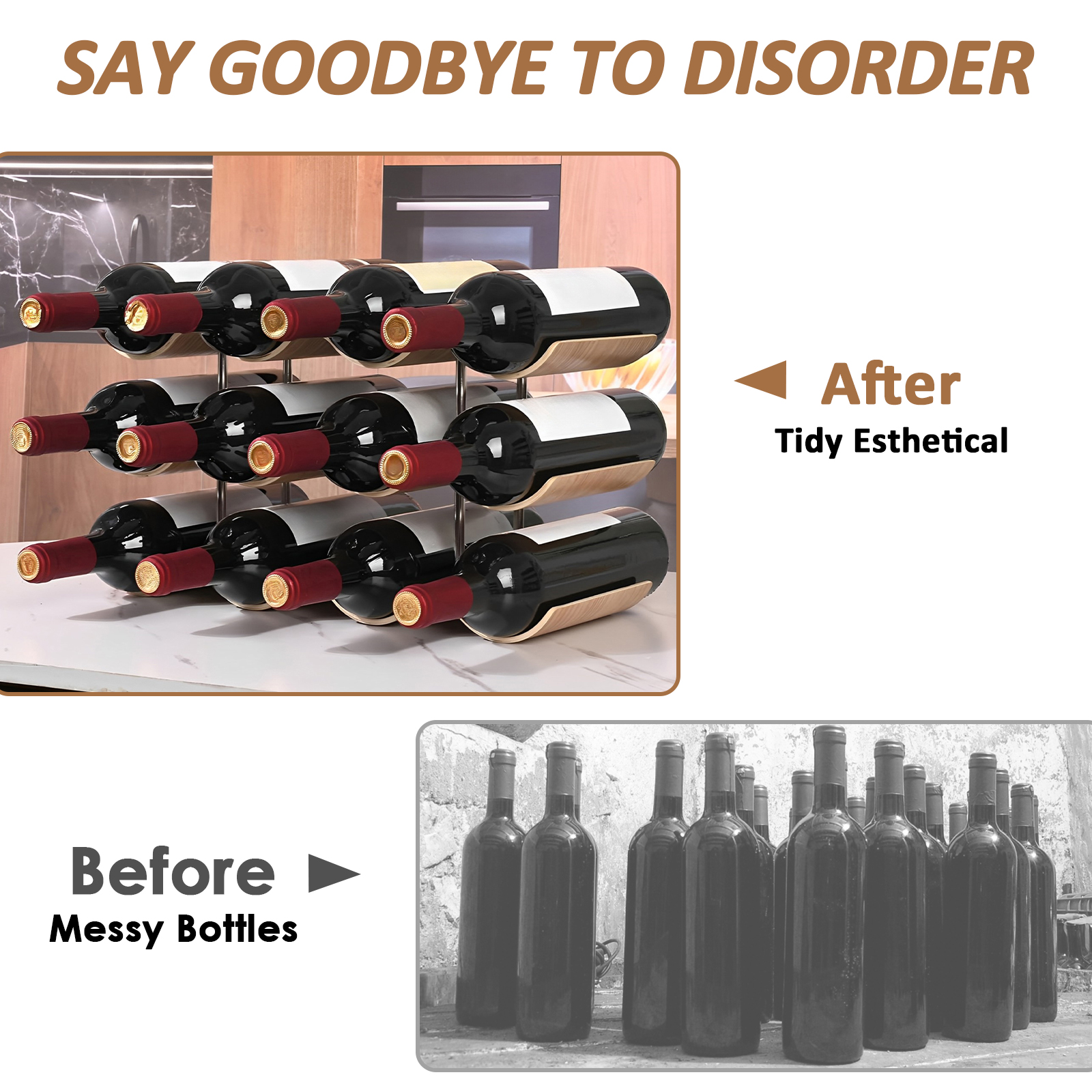 2/3-Tier Wooden Wine Rack Wavy - Home Bar And Cabinet บทวิจารณ์และราคา