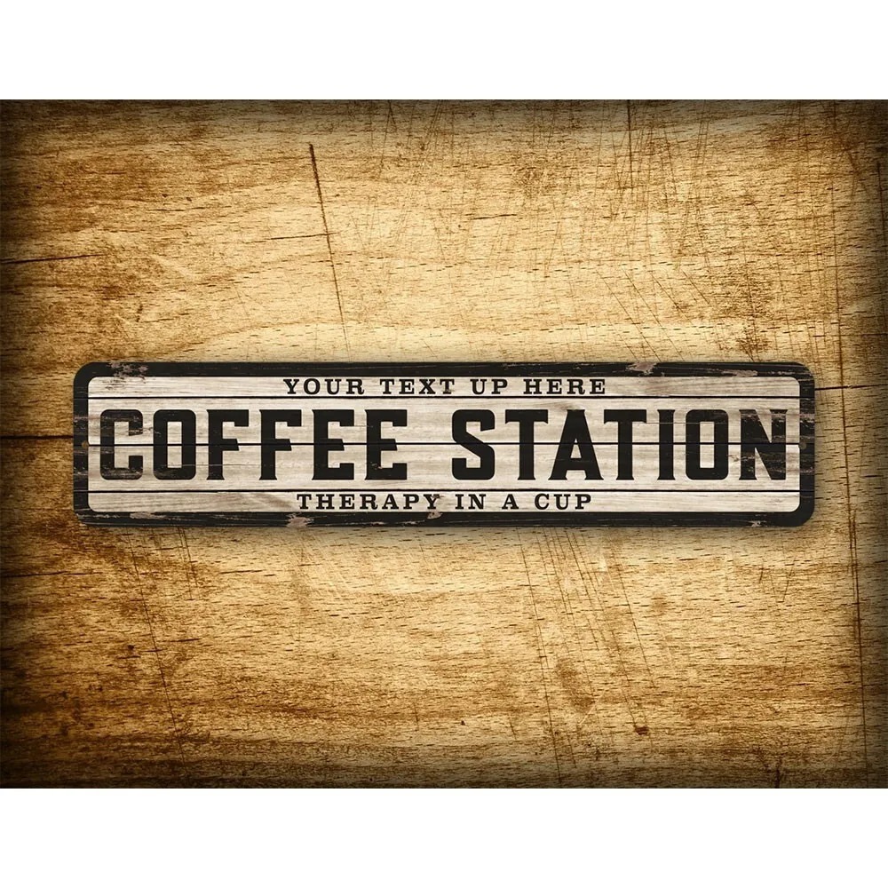 Custom Text Logo Weathered Woo - Home Bar And Coffee บทวิจารณ์และราคา