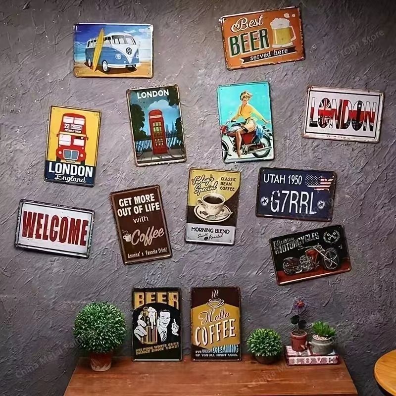 Vintage Metal Tin Sign 8x12 In - Home Bar Cafe บทวิจารณ์และราคา