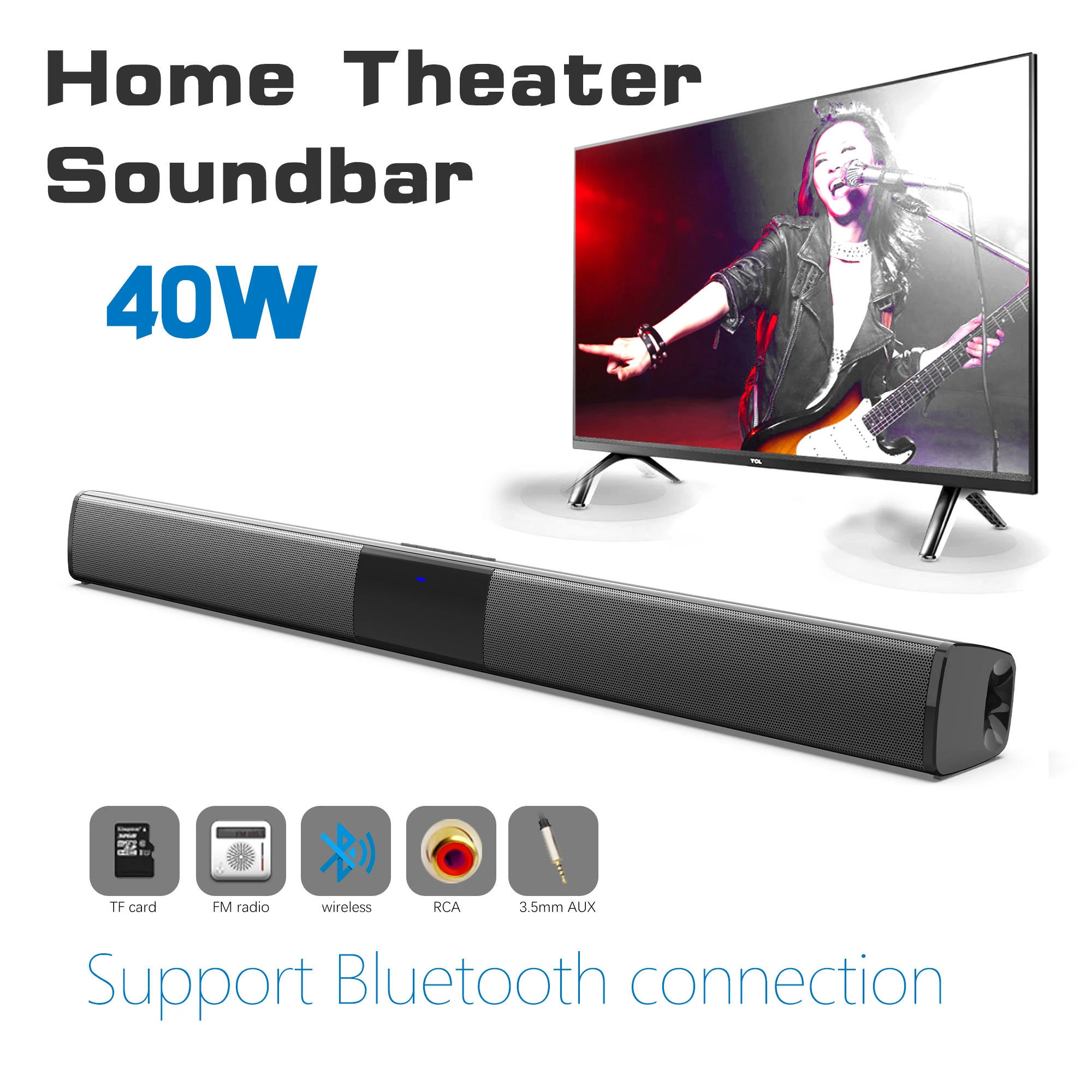 40W High Power Soundbar for TV - Home Bar And Theater บทวิจารณ์และราคา