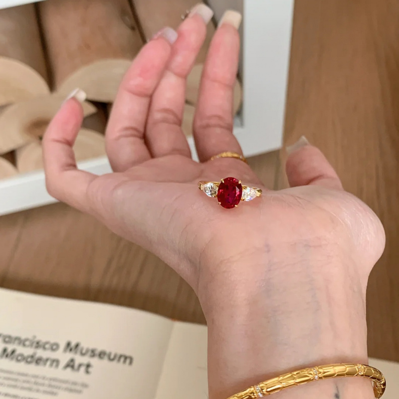 Natural 2-Carat Ruby Ring 18K  - Bar Cart Gold บทวิจารณ์และราคา