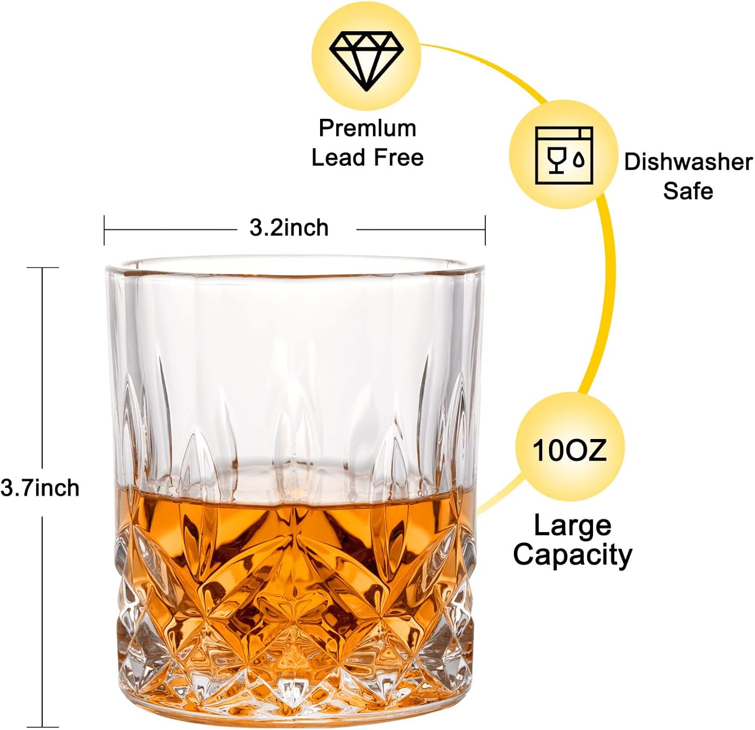 Whiskey Rocks Glass Set of 4 w - Old Fashioned Glass บทวิจารณ์และราคา