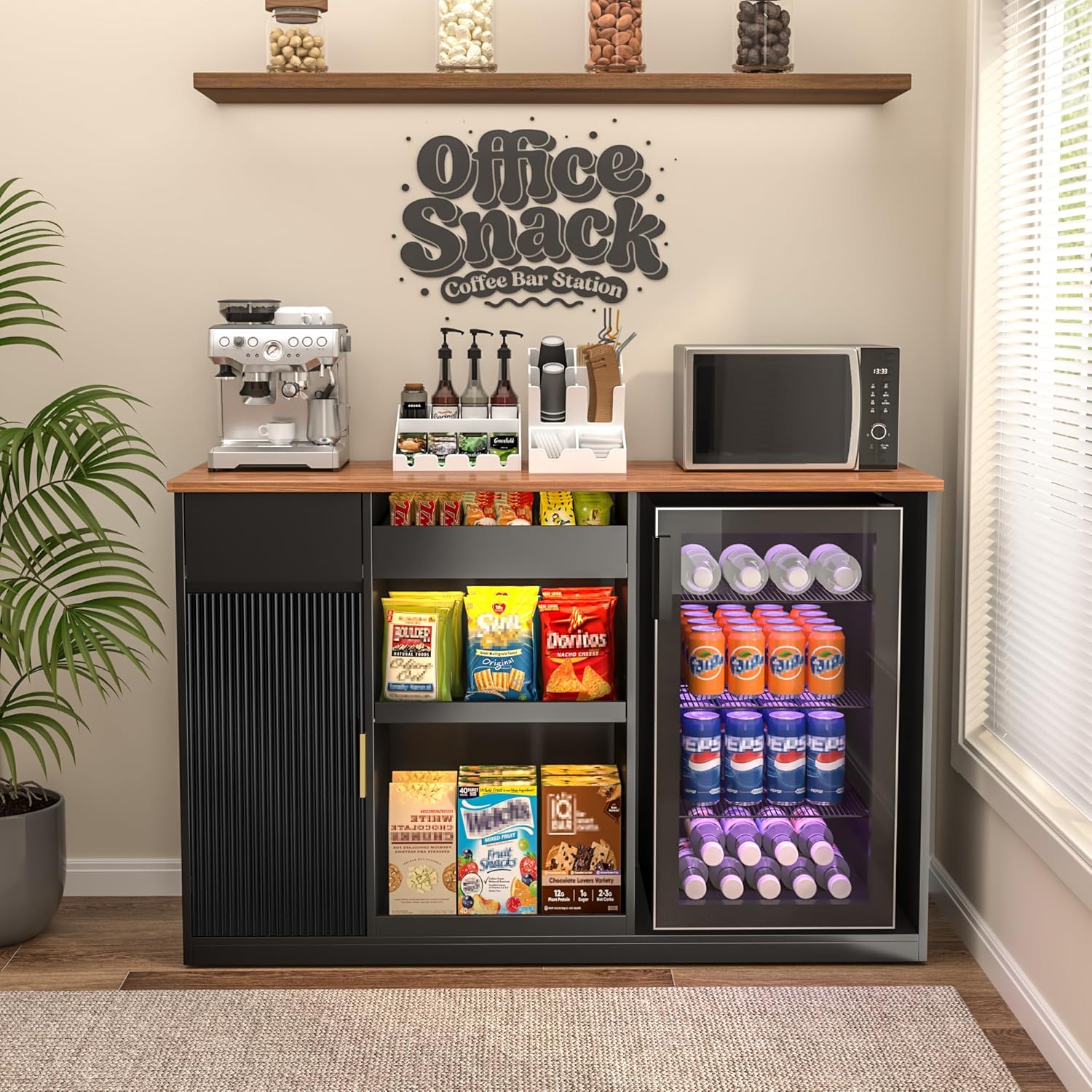 Snack Bar Cabinet with Fridge  - Home Bar And Theater บทวิจารณ์และราคา