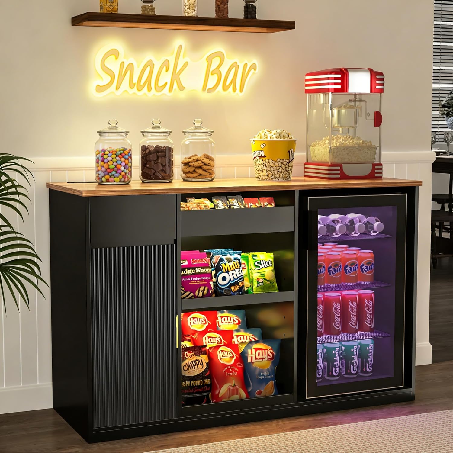 Snack Bar Cabinet with Fridge  - Home Bar And Theater บทวิจารณ์และราคา
