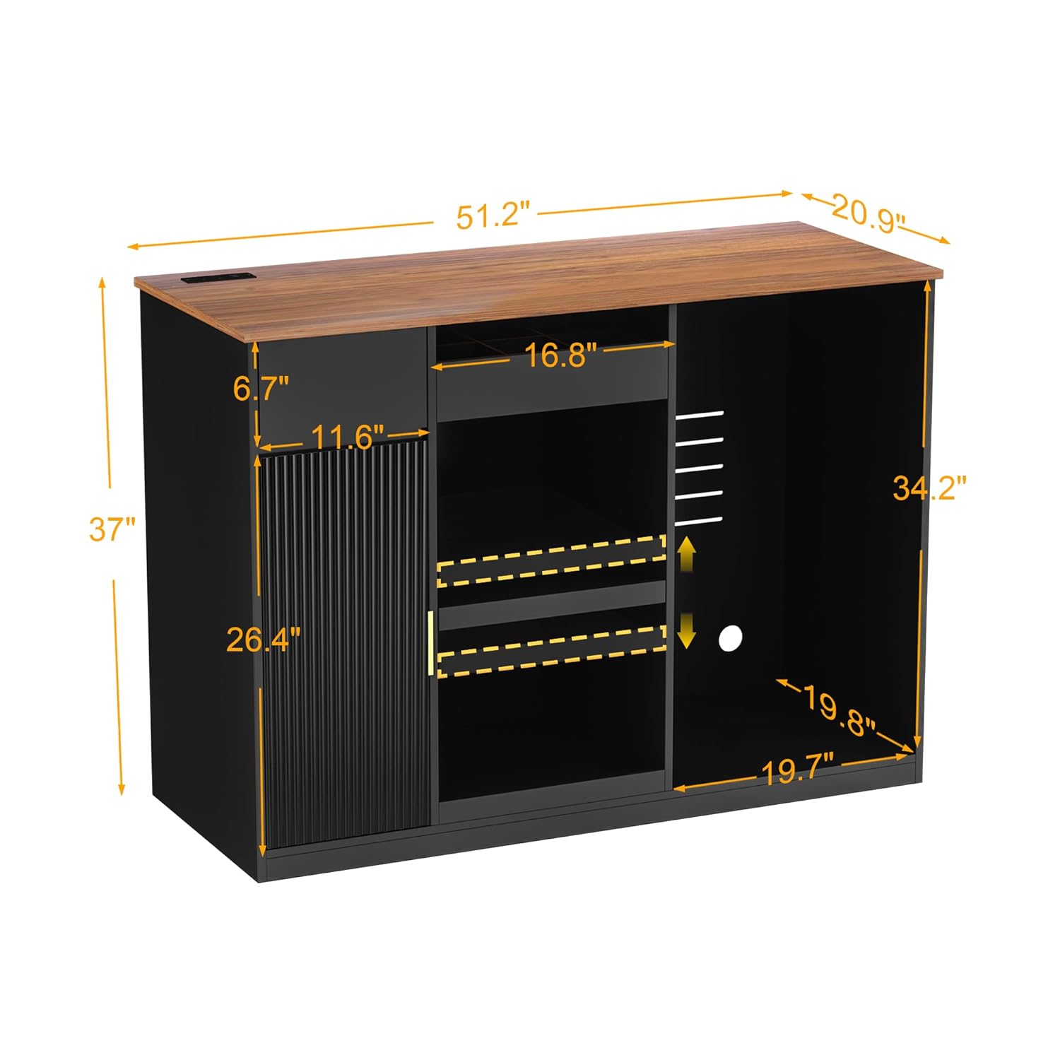 Snack Bar Cabinet with Fridge  - Home Bar And Theater บทวิจารณ์และราคา