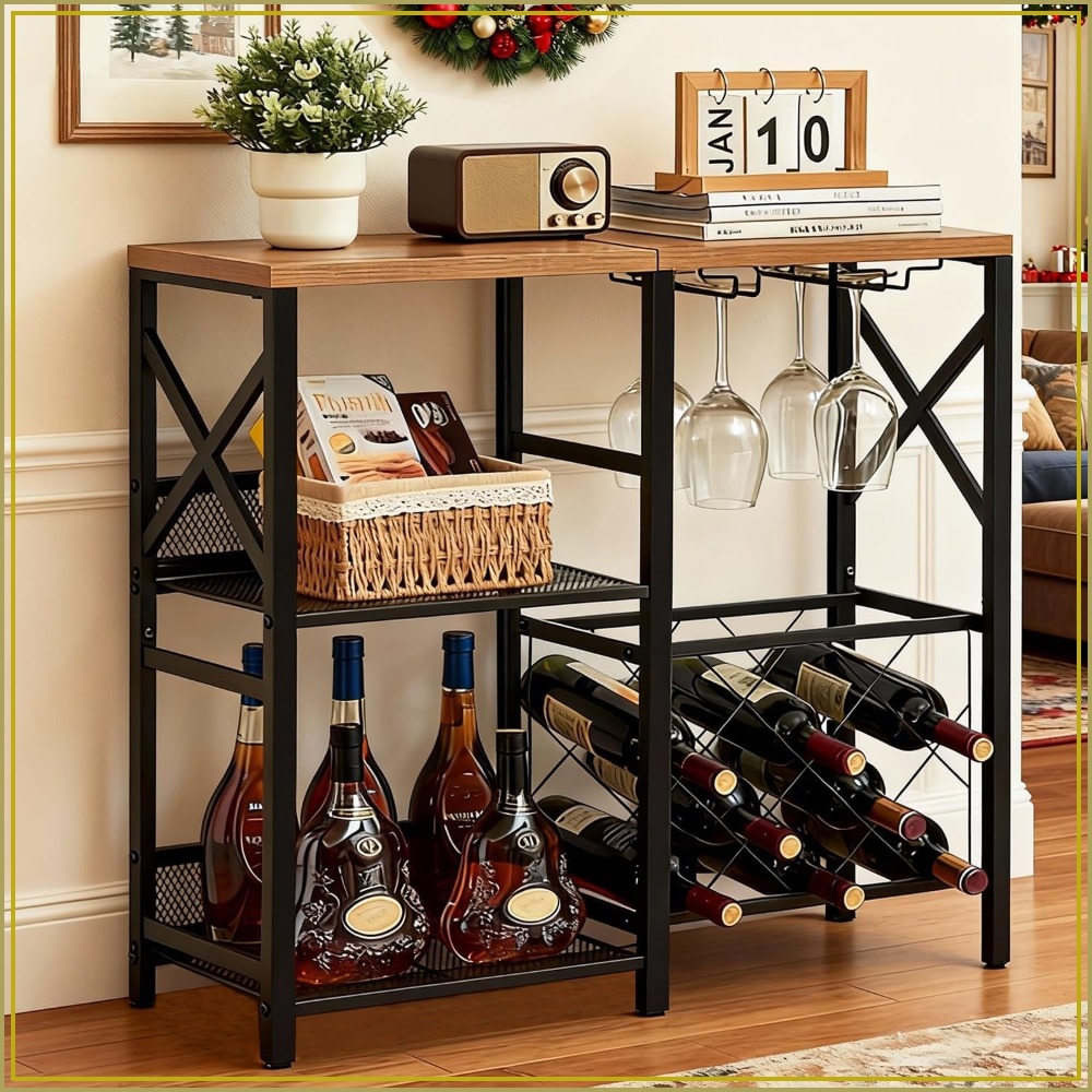Rustic Freestanding Wine Rack  - Home Bar And Cabinet บทวิจารณ์และราคา