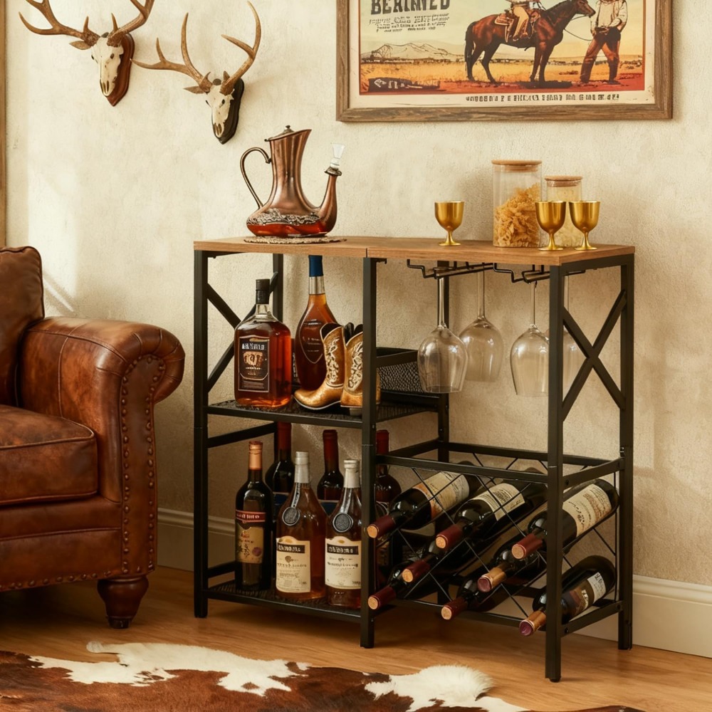 Rustic Freestanding Wine Rack  - Home Bar And Cabinet บทวิจารณ์และราคา
