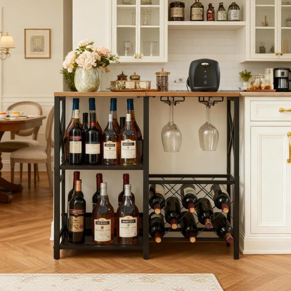 Rustic Freestanding Wine Rack  - Home Bar And Cabinet บทวิจารณ์และราคา