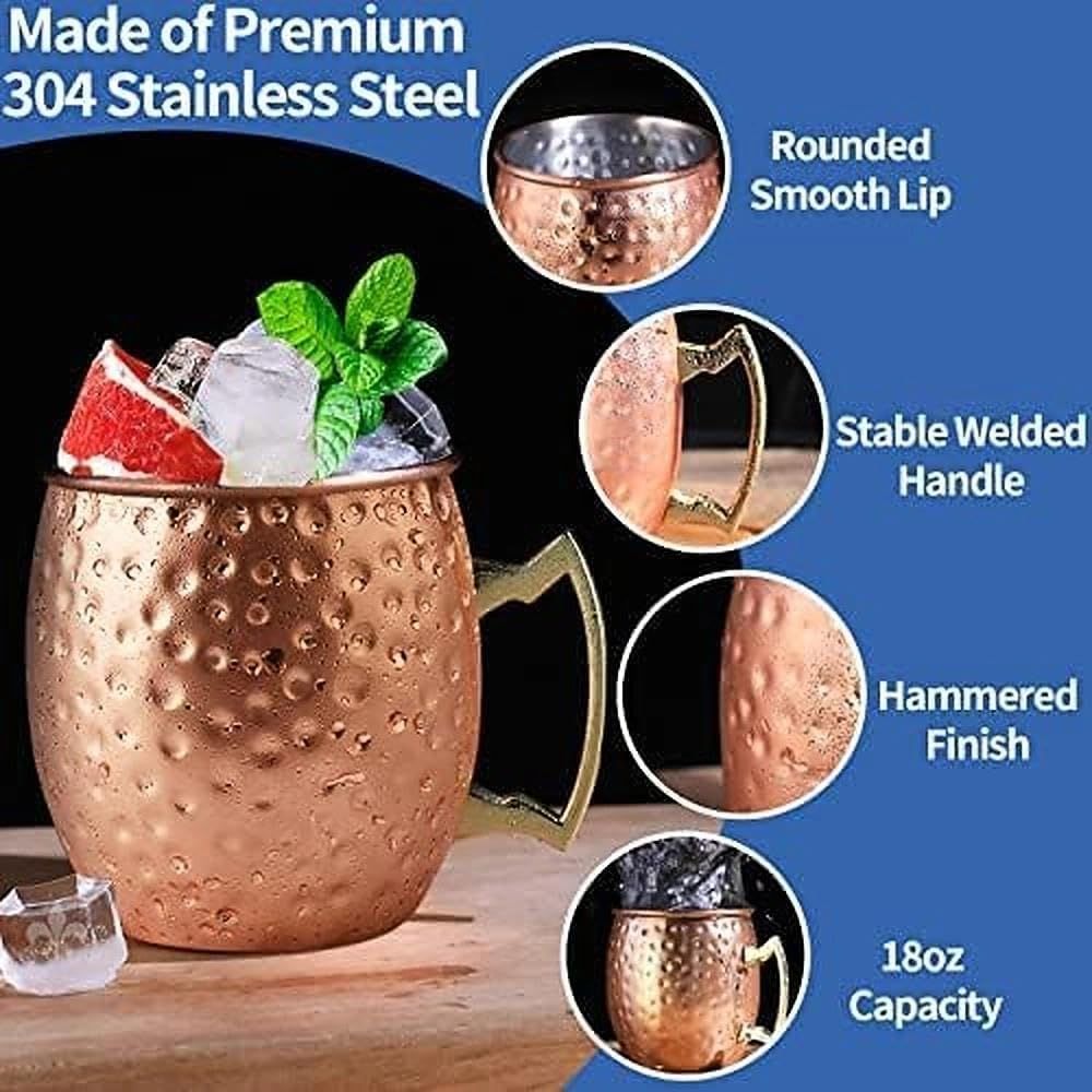 Moscow Mule Copper Mugs- Set o - Mule Copper Mug บทวิจารณ์และราคา