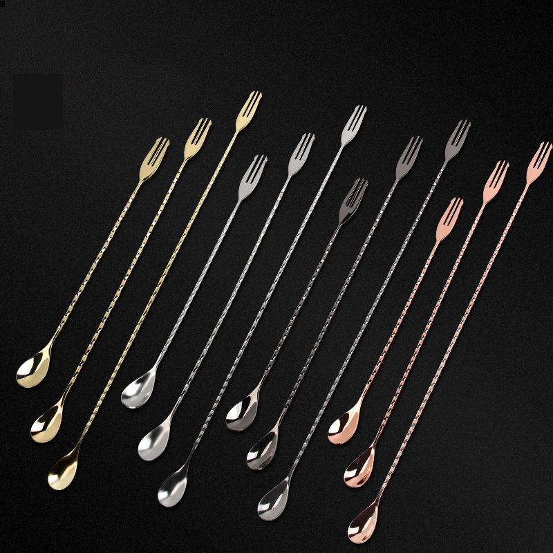 30 40 50cm Bar Spoon With Fork - Bar Spoon Twisted บทวิจารณ์และราคา