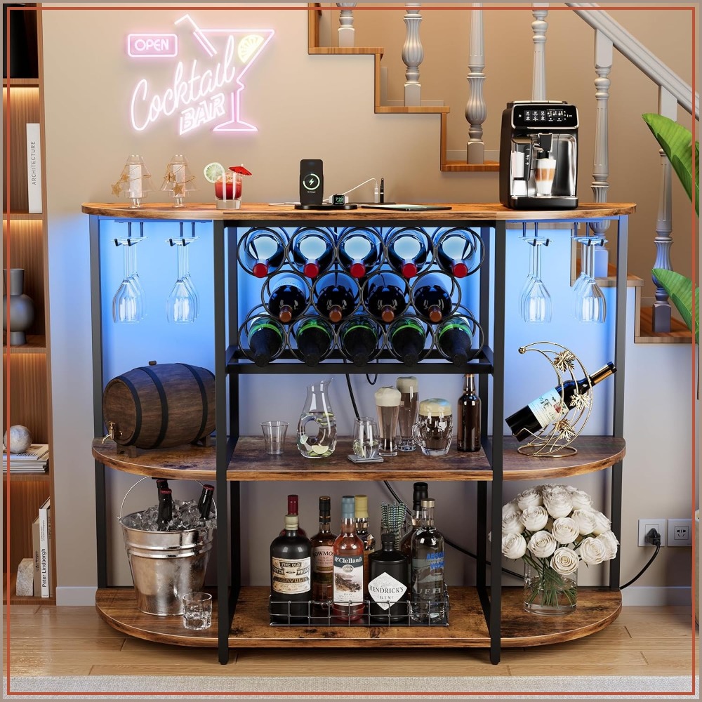 LED Lit Wine Bar Cabinet with  - Home Bar And Cabinet บทวิจารณ์และราคา