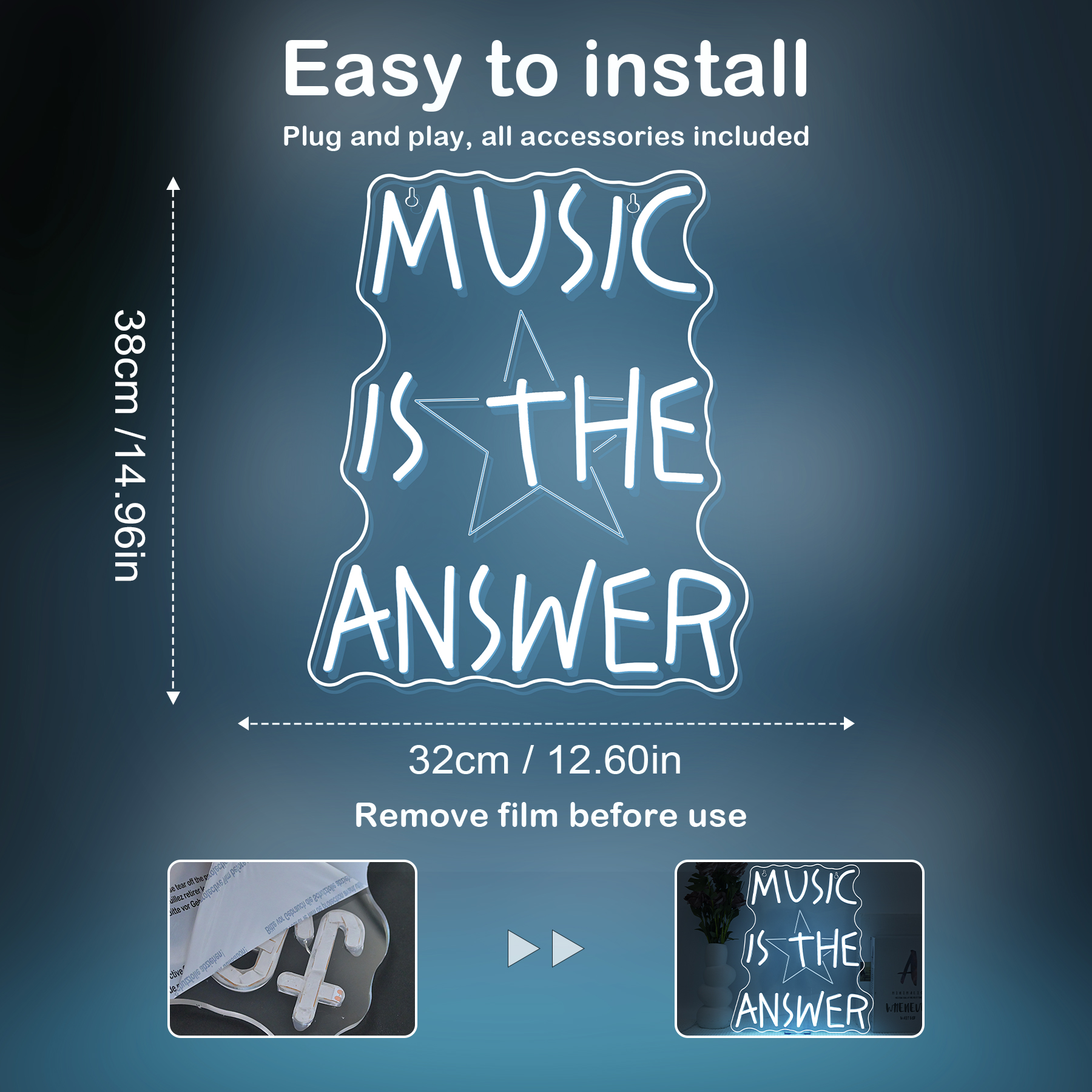 Music Is The Answer Neon Sign  - Home Bar Word บทวิจารณ์และราคา