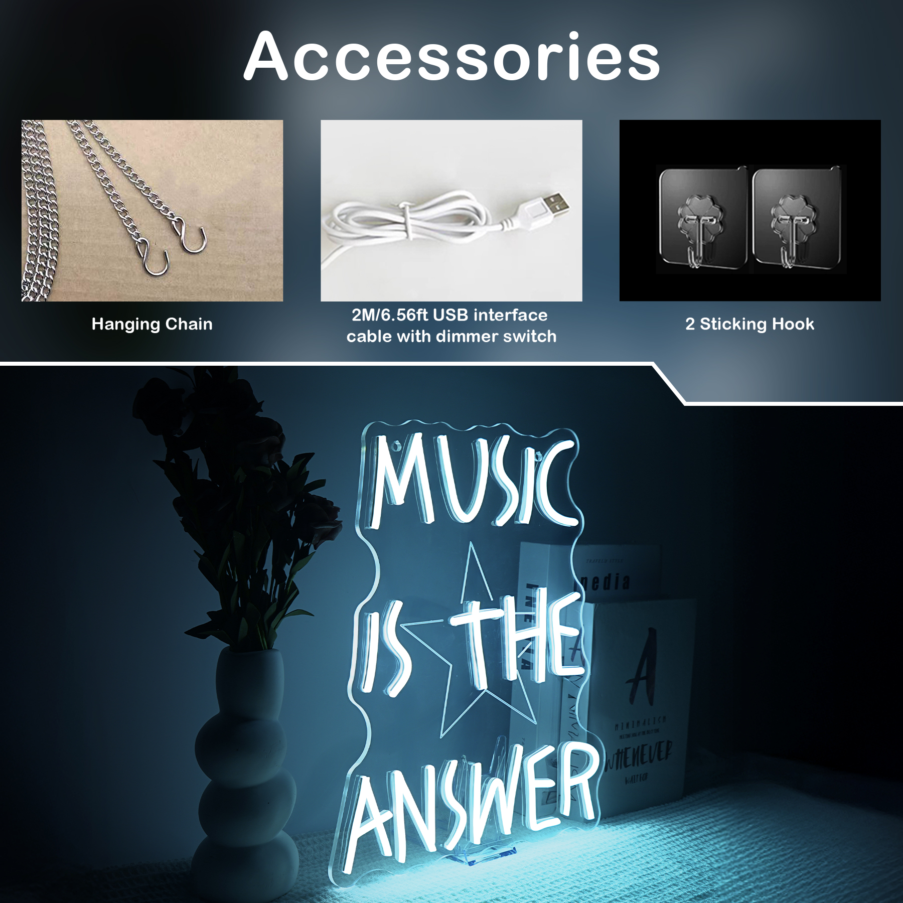 Music Is The Answer Neon Sign  - Home Bar Word บทวิจารณ์และราคา
