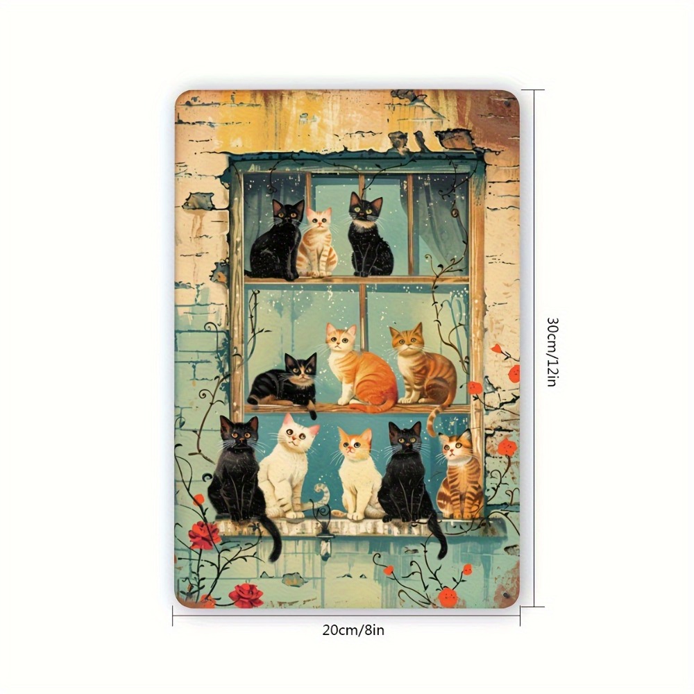 Vintage Cats Window Metal Sign - Home Bar Cafe บทวิจารณ์และราคา