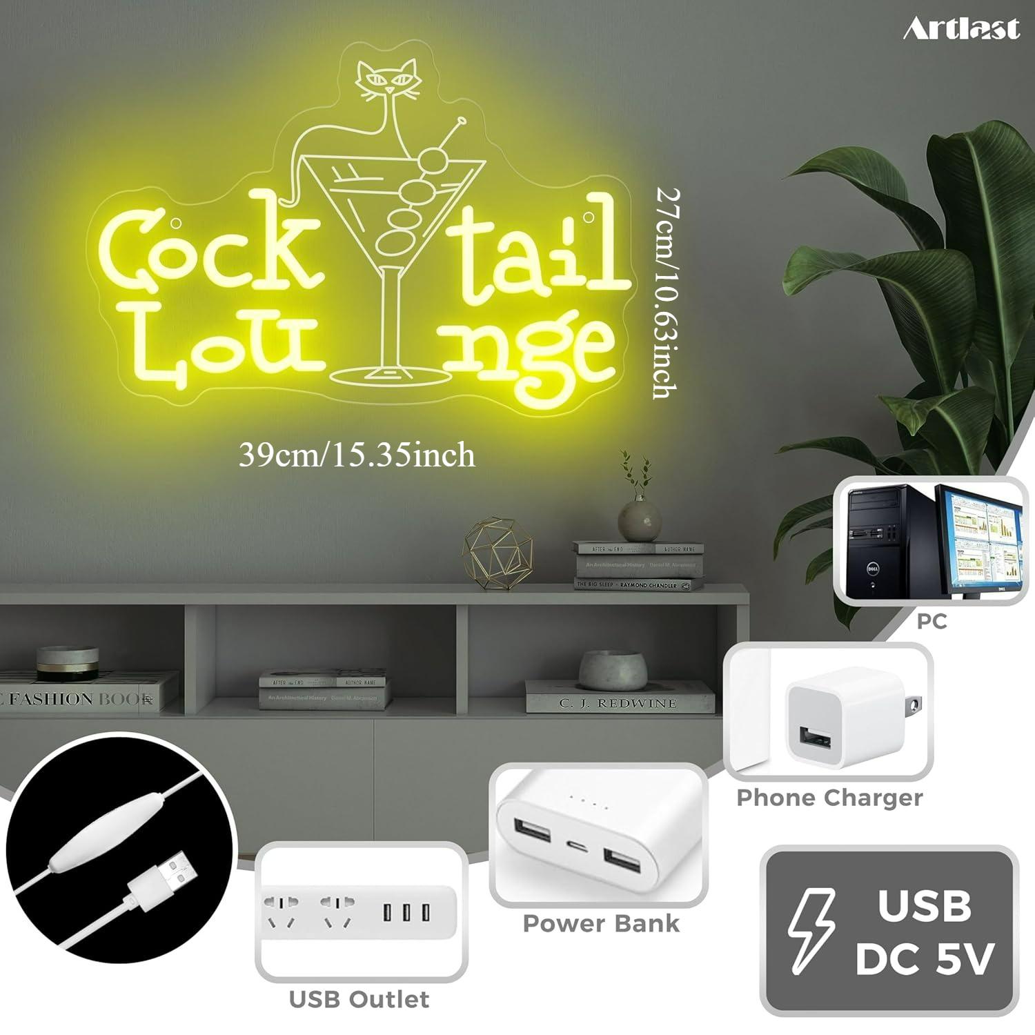 Cocktail Lounge Neon Sign Dimm - Home Bar Cafe บทวิจารณ์และราคา