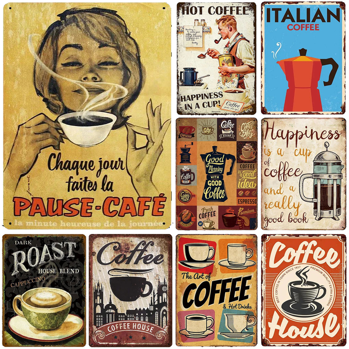 Metal Tin Signs Italian Coffee - Home Bar And Coffee บทวิจารณ์และราคา
